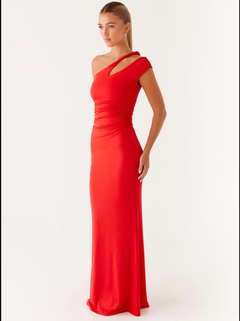 Peppermayo Red One-Shoulder Maxi Dress